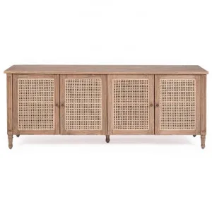 Saman Timber & Rattan 4 Door Sideboard, 204cm, Weathered Oak by Ambience Interiors, a Sideboards, Buffets & Trolleys for sale on Style Sourcebook