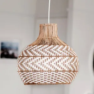 Bondi White Rattan Pendant Light by Ivory & Deene, a Pendant Lighting for sale on Style Sourcebook