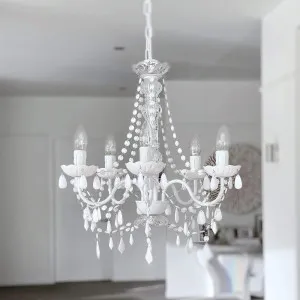 Cassie Chandelier 5 Light - White Crystals by Ivory & Deene, a Chandeliers for sale on Style Sourcebook