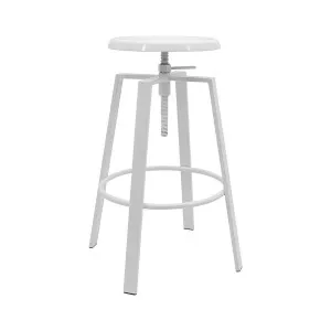 Metal Industrial Bar Stool - Adjustable Swivel Seat - White by Ivory & Deene, a Bar Stools for sale on Style Sourcebook