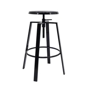 Metal Industrial Bar Stool - Adjustable Swivel Seat - Black by Ivory & Deene, a Bar Stools for sale on Style Sourcebook