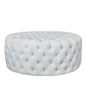 Goya Boucle Tufted Ottoman - 90cm by Ivory & Deene, a Ottomans for sale on Style Sourcebook