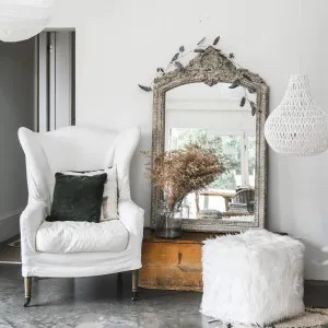 Fur Pouf Ottoman Stool - White by Ivory & Deene, a Ottomans for sale on Style Sourcebook