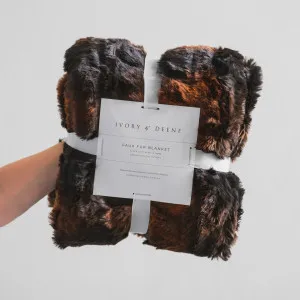 Luxury Faux Fur Throw Blanket - Chocolate Chinchilla by Ivory & Deene, a Blankets & Throws for sale on Style Sourcebook