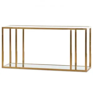 Burch 1.6m Glass Console Table - Brushed Gold by Interior Secrets - AfterPay Available by Interior Secrets, a Console Table for sale on Style Sourcebook