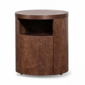 Honigold Round Wooden Bedside Table With Drawer - Walnut - Last One by Interior Secrets - AfterPay Available by Interior Secrets, a Bedside Tables for sale on Style Sourcebook