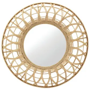 Uma Rattan Framed Round Wall Mirror, 80cm, Natural by NF Living, a Mirrors for sale on Style Sourcebook