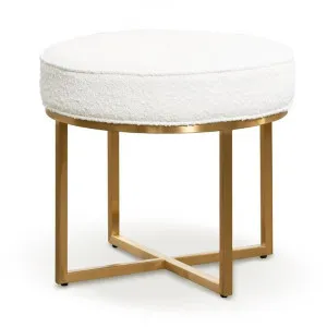Bianka Ivory White Boucle Ottoman - Brushed Gold Base by Interior Secrets - AfterPay Available by Interior Secrets, a Ottomans for sale on Style Sourcebook