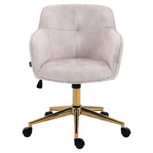 Watson Velvet Fabric Office Chair, Beige by Emporium Oggetti, a Chairs for sale on Style Sourcebook