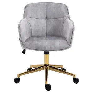 Watson Velvet Fabric Office Chair, Silver by ArteVista Emporium, a Chairs for sale on Style Sourcebook