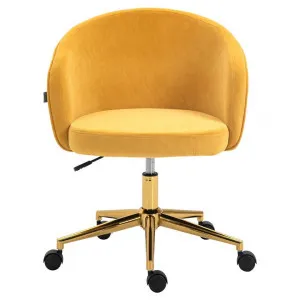 Liz Velvet Fabric Office Chair, Mustard by Emporium Oggetti, a Chairs for sale on Style Sourcebook