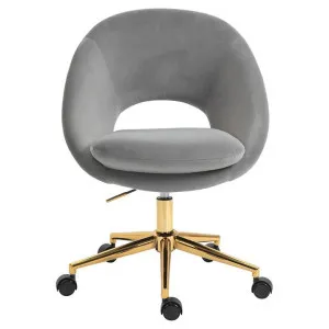 Octavia Velvet Fabric Office Chair, Dark Grey by Emporium Oggetti, a Chairs for sale on Style Sourcebook