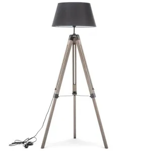 Surveyor Classic Timber Tripod Floor Lamp, Grey Wash / Black by New Oriental, a Floor Lamps for sale on Style Sourcebook