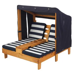 KidKraft Double Chaise Lounge with Cupholder, Navy / Honey by KidKraft, a Outdoor Sunbeds & Daybeds for sale on Style Sourcebook