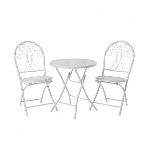 Chloe 2 Seater Decorative Café Setting White by Chloe, a Outdoor Dining Sets for sale on Style Sourcebook