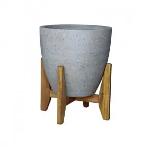 Cement Egg Pot with Stand 28cm by Northcote, a Baskets, Pots & Window Boxes for sale on Style Sourcebook