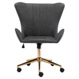 Alica Faux Leather Office Chair, Dark Grey by Emporium Oggetti, a Chairs for sale on Style Sourcebook