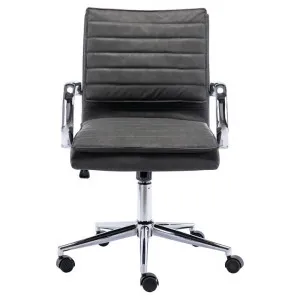 Milara  Faux Leather Office Chair, Dark Grey by Emporium Oggetti, a Chairs for sale on Style Sourcebook