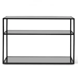 Barrine Glass & Steel Console Table, 120cm, Black by Conception Living, a Console Table for sale on Style Sourcebook