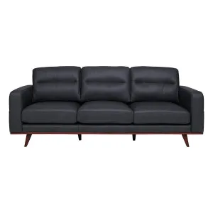 Astrid 3 Seater Sofa in Leather Slate / Brown Leg by OzDesignFurniture, a Sofas for sale on Style Sourcebook