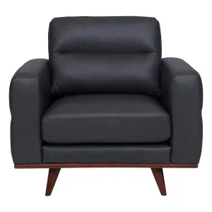 Astrid Armchair in Leather Slate / Brown Leg by OzDesignFurniture, a Chairs for sale on Style Sourcebook