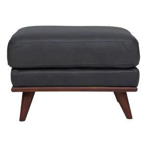 Astrid Ottoman in Leather Slate / Brown Leg by OzDesignFurniture, a Ottomans for sale on Style Sourcebook