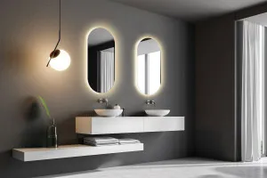 Rear Soft Glow Oval LED Backlit Mirror 100cm x 50cm (Warm or Cool Light Option) Warm LED 2700k by Luxe Mirrors, a Illuminated Mirrors for sale on Style Sourcebook