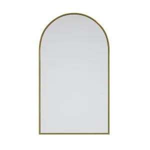 Arched Gold Satin Brass Metal Frame Bathroom Mirror - 96cm x 56cm by Luxe Mirrors, a Vanity Mirrors for sale on Style Sourcebook