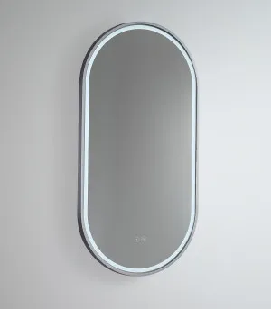 Gatsby Pill Shaped LED with Gun Metal Frame - 90 x 45cm or 120 x 45cm 900mm x 450mm by Luxe Mirrors, a Illuminated Mirrors for sale on Style Sourcebook