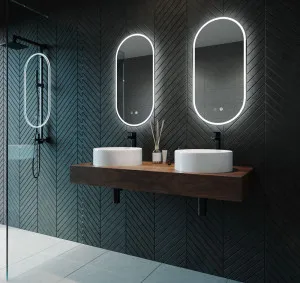 Gatsby Pill Shaped LED Mirror 90cmx45cm or 120cmx45cm Gatsby 900x450mm by Luxe Mirrors, a Illuminated Mirrors for sale on Style Sourcebook