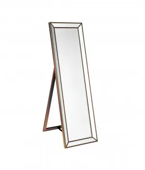 Zanthia Cheval Mirror Antique Gold Beaded Frame 48cm x 155cm by Luxe Mirrors, a Mirrors for sale on Style Sourcebook