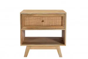 Tulum Mango Wood and Rattan Bedside Table - 1 Drawer by James Lane, a Bedside Tables for sale on Style Sourcebook