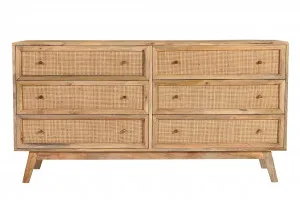 Tulum Mango Wood and Rattan Dresser - 6 Drawer by James Lane, a Dressers & Chests of Drawers for sale on Style Sourcebook