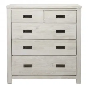 California Tallboy Brushed White - 5 Drawer by James Lane, a Dressers & Chests of Drawers for sale on Style Sourcebook