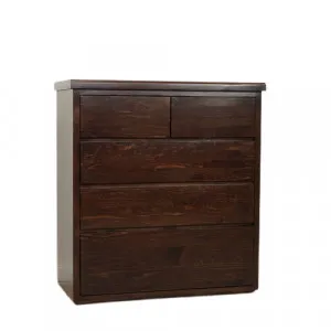 Calypso Tallboy Chocolate - 5 Drawer by James Lane, a Dressers & Chests of Drawers for sale on Style Sourcebook