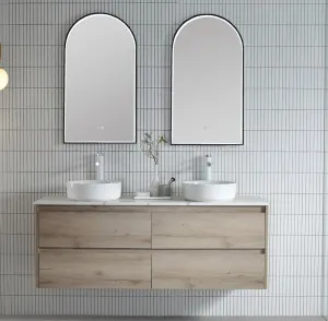 Black Framed Arch 500D LED Mirror 90cm x 50cm by Luxe Mirrors, a Illuminated Mirrors for sale on Style Sourcebook