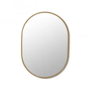 Pill Shape Satin Brass Metal Framed Bathroom Mirror - 2 Sizes: 70x50cm / 90x56cm 700mm X 500mm by Luxe Mirrors, a Vanity Mirrors for sale on Style Sourcebook