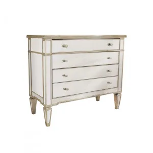 Glamorous Mirrored 4 Drawer Chest 108cm x 48cm x 89cm by Luxe Mirrors, a Dressers & Chests of Drawers for sale on Style Sourcebook