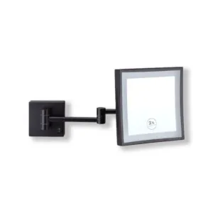 Black Square Shaving/Make Up Mirror LED Light 3x Magnification 20cm by Luxe Mirrors, a Shaving Cabinets for sale on Style Sourcebook