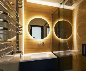 Rear Soft Glow LED Backlit Round Bathroom Mirror Warm/Cool Light - (60cm) or (90cm) 600mm / 60cm Diameter Warm Light by Luxe Mirrors, a Illuminated Mirrors for sale on Style Sourcebook