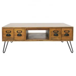 Leroy Mango Wood & Iron 4 Drawer Coffee Table, 120cm by Chateau Legende, a Coffee Table for sale on Style Sourcebook