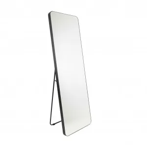Luxe Talinn Radius Corners Black Metal Mirror With Stand - 50cm x 150cm by Luxe Mirrors, a Mirrors for sale on Style Sourcebook