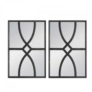 Sebi Carved Distressed Black Wall Mirrors (Set of 2) 40cm x 60cm by Luxe Mirrors, a Mirrors for sale on Style Sourcebook