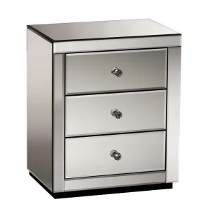 3 Drawer Mirrored Bedside Smoke 40cm x 58cm by Luxe Mirrors, a Bedside Tables for sale on Style Sourcebook