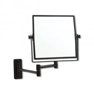 Square 1x & 5x Magnification Mirror Matt Black (20cm x 20cm) by Luxe Mirrors, a Shaving Cabinets for sale on Style Sourcebook
