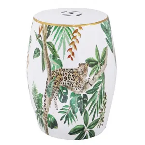Leopard Ceramic Drum Stool / Side Table by Philbee Interiors, a Side Table for sale on Style Sourcebook