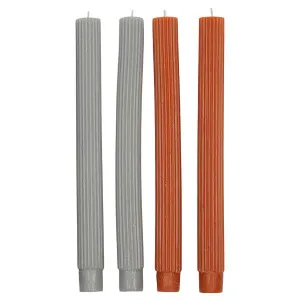 Ribbed Candles Set of 4 in Shades Grey/Terracotta by OzDesignFurniture, a Candles for sale on Style Sourcebook