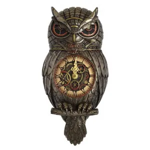 Veronese Cold Cast Bronze Coated Steampunk Statue Wall Clock, Owl by Veronese, a Clocks for sale on Style Sourcebook