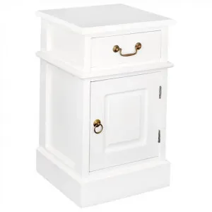 Tasmania Mahogany Timber Bedside Table, Right, White by Centrum Furniture, a Bedside Tables for sale on Style Sourcebook