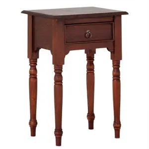 Lorand Solid Mahogany Timber Single Drawer Side Table, Mahogany by Centrum Furniture, a Side Table for sale on Style Sourcebook